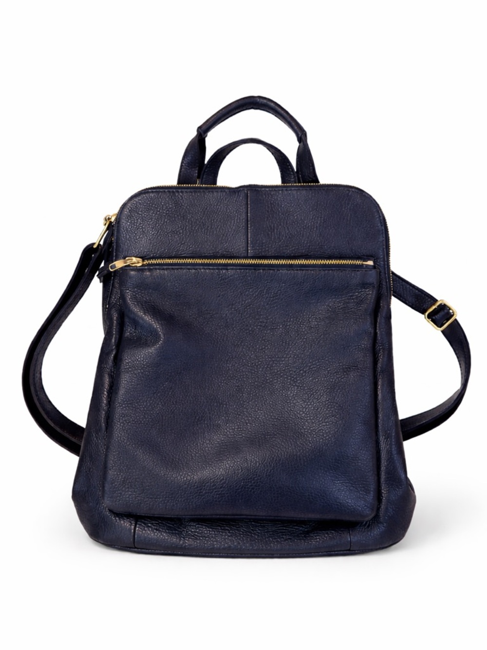L. Credi Navy Blue Genuine Leather Backpack Made in Italy Pebbled Leather Bag